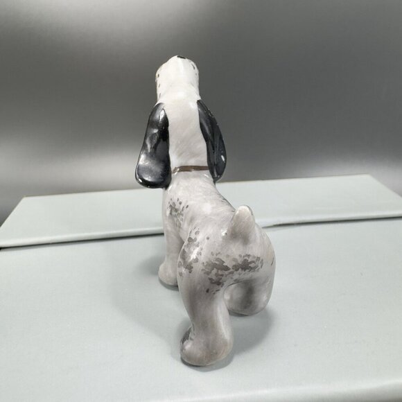 Vintage Miniature Porcelain Dog Figurine Gray Black With Spots Figure Japan VTG - Picture 8 of 12